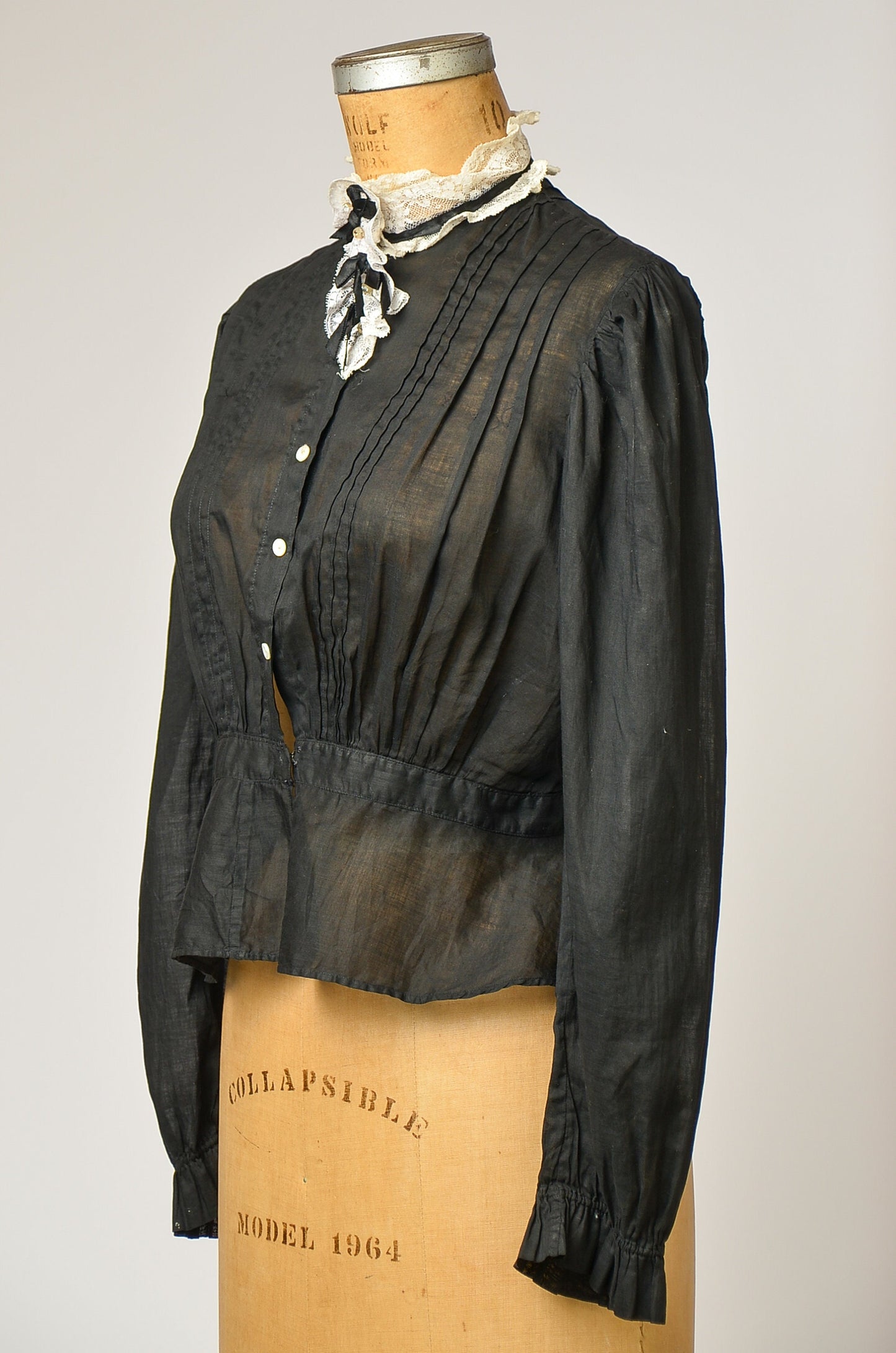 Edwardian Cotton Mourning Blouse 1800's Crop Blouse