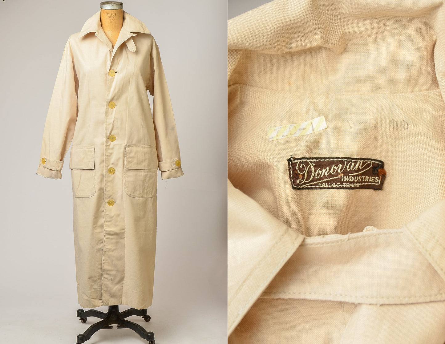 1920s Linen Coat Full Length Ivory Cotton Workwear Jacket