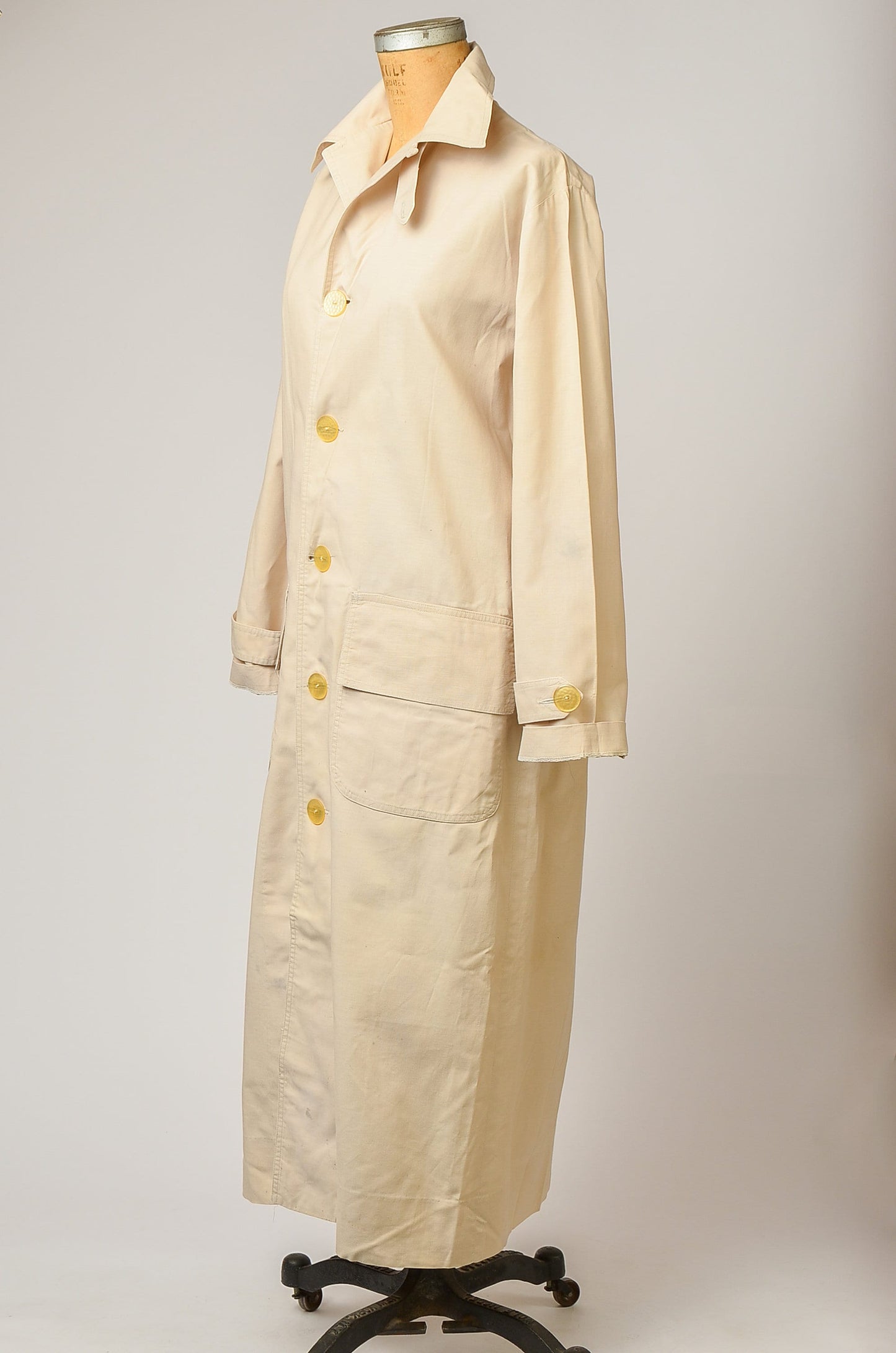 1920s Linen Coat Full Length Ivory Cotton Workwear Jacket