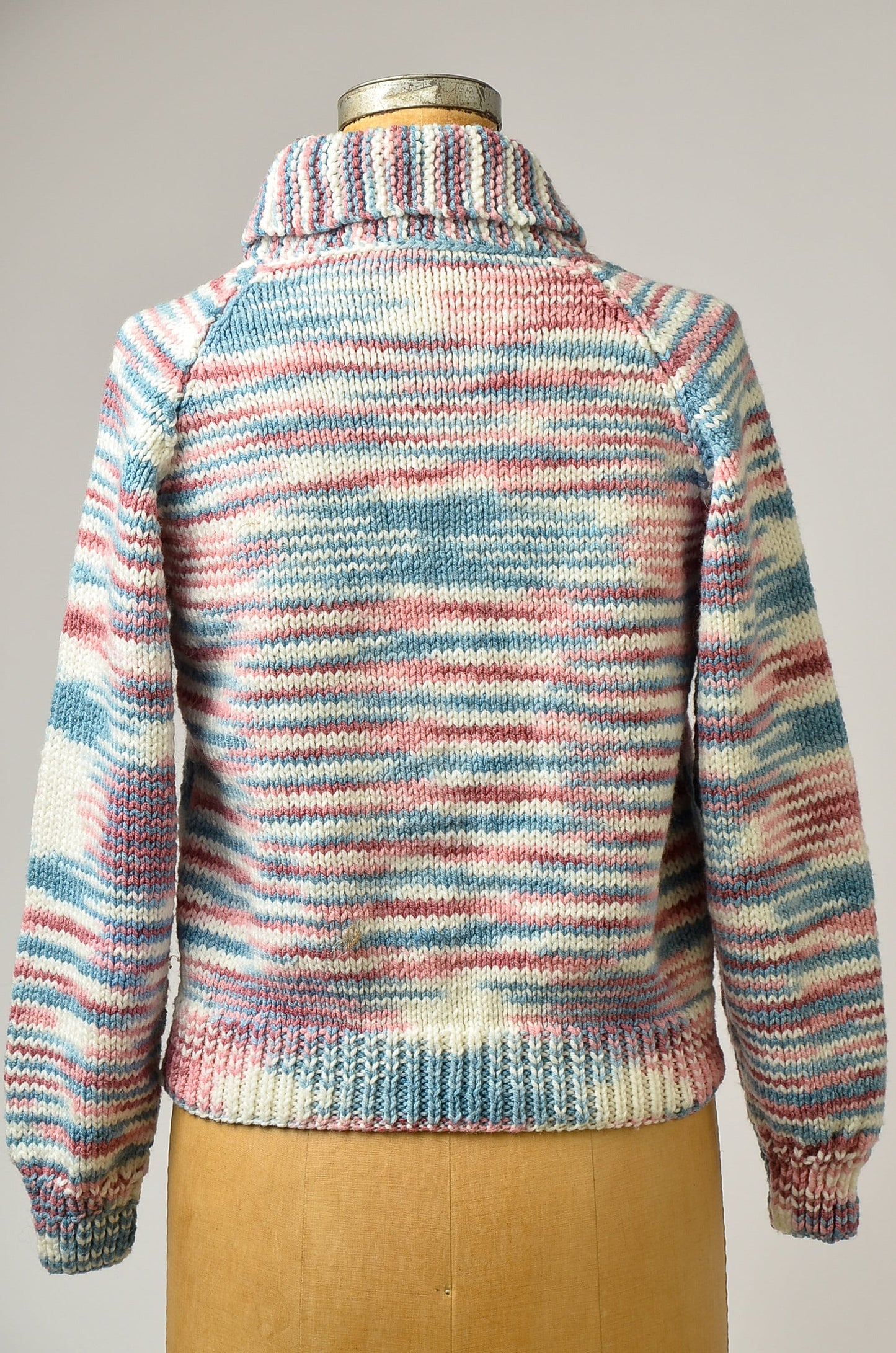 1970s Space Dye Sweater Pink and Grey Bomber Style Knit