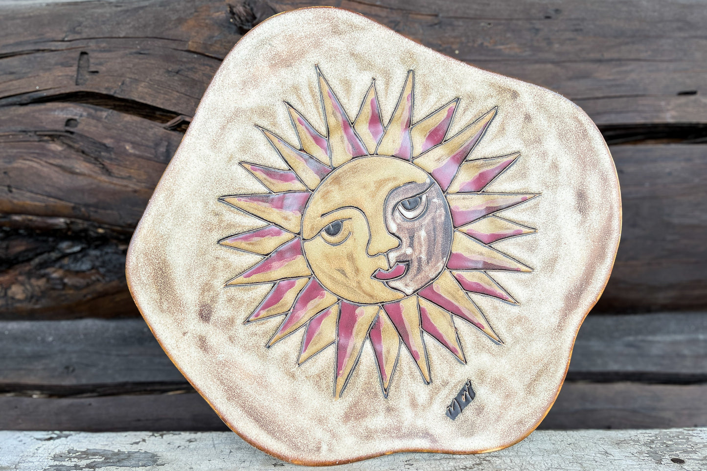 Vintage Stoneware Ceramic Sun Southwest Plate