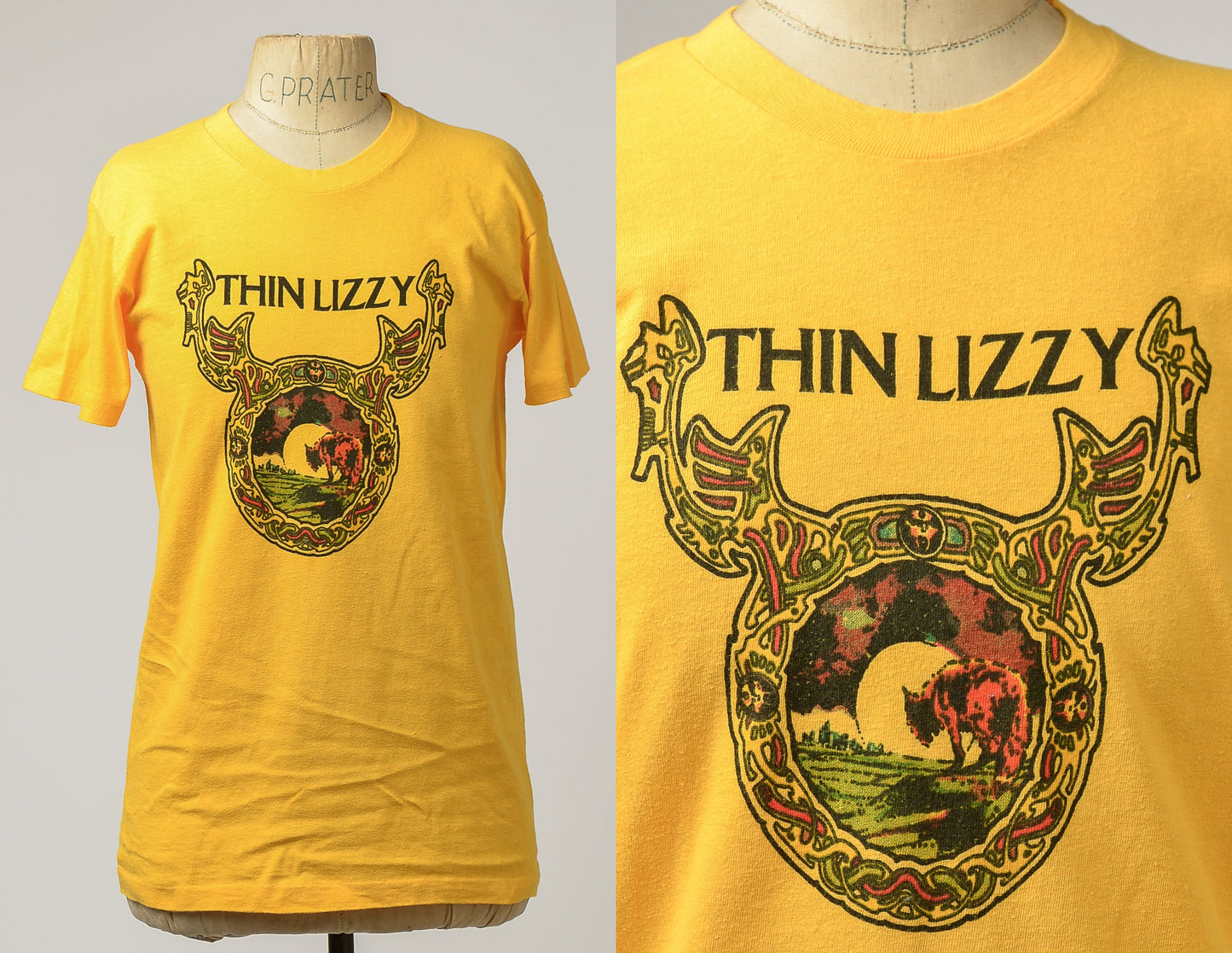 1970s Thin Lizzy Johnny the Fox Album Yellow Cotton T Shirt