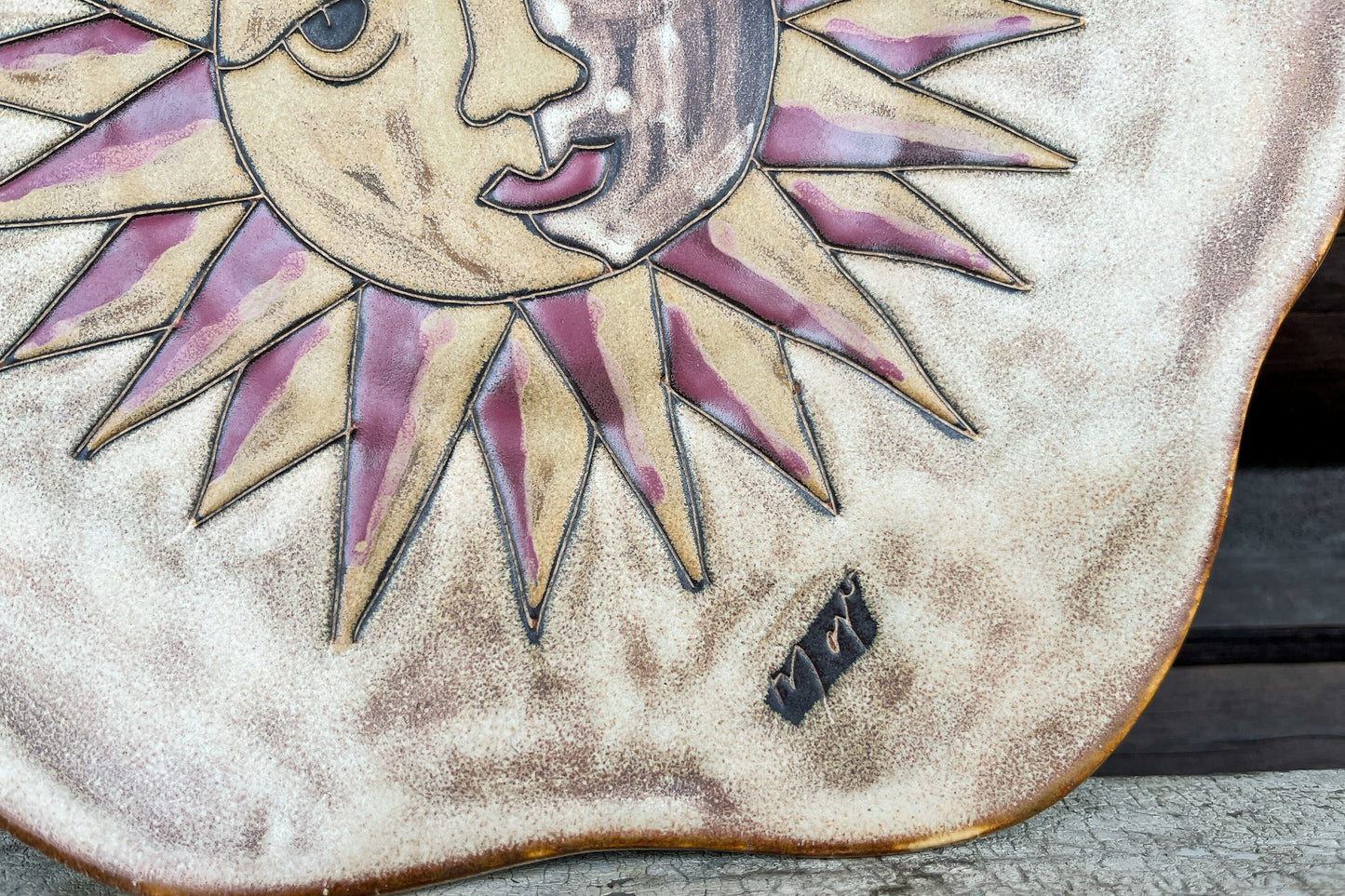 Vintage Stoneware Ceramic Sun Southwest Plate