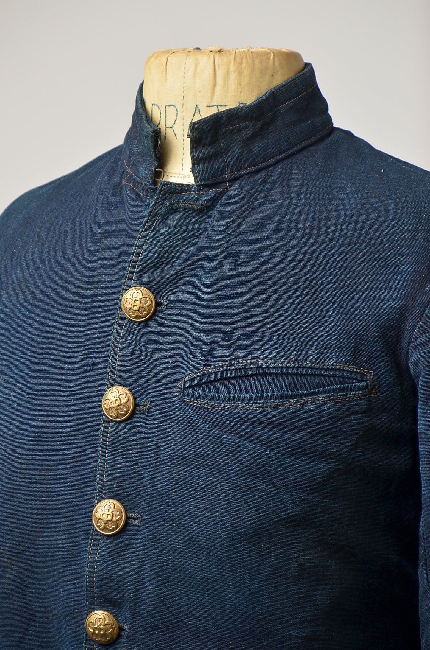 1940s Japanese Indigo School Uniform Crop Jacket