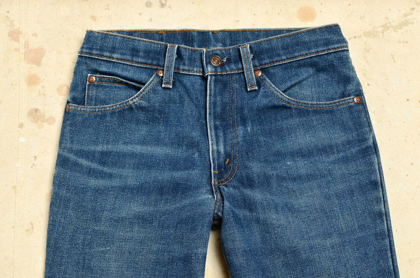 1970s Levis 517 Flannel Lined Indigo Denim Orange Tag Bootcut Jeans 29 x 30