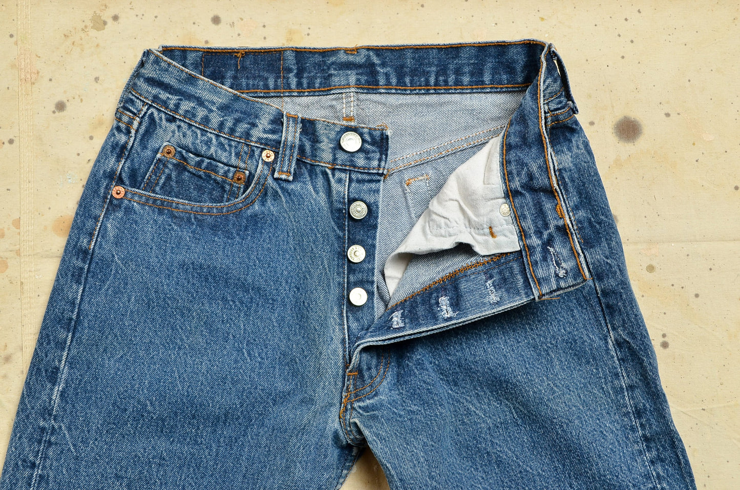 1980s Levis 26501 Perfectly Worn Denim Made in USA High Waisted Button Fly Mom Jeans 27 x 32