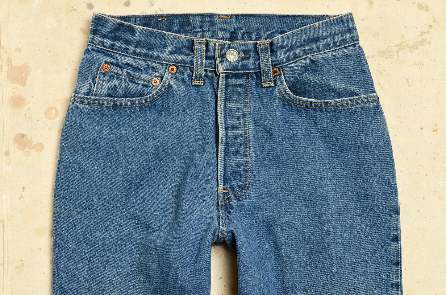 1980s Levis 26501 Perfectly Worn Denim Made in USA High Waisted Button Fly Mom Jeans 27 x 32