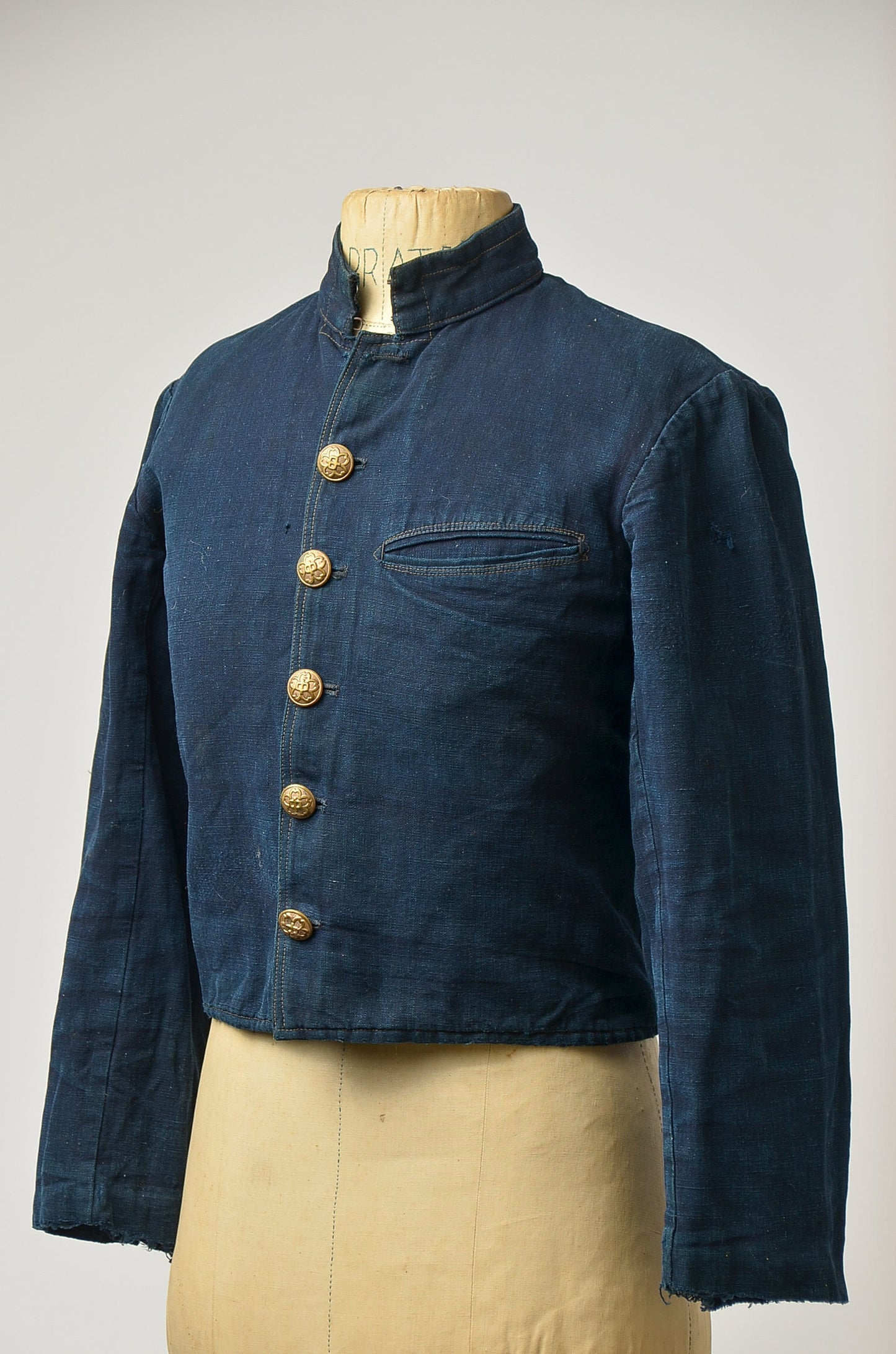 1940s Japanese Indigo School Uniform Crop Jacket