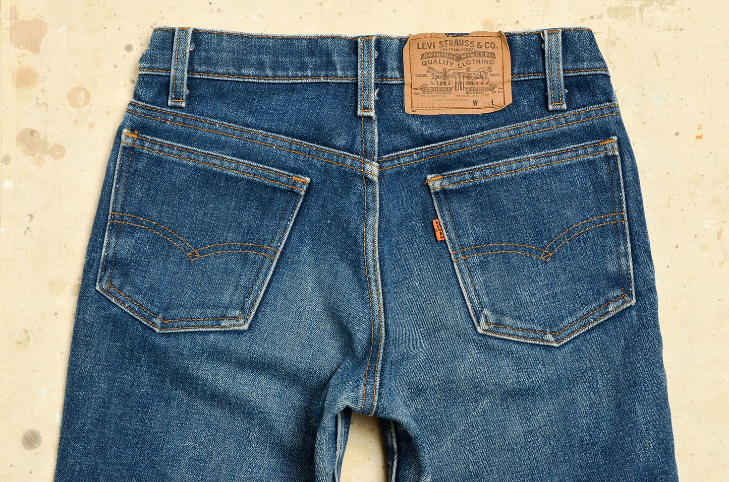 1970s Levis 517 Flannel Lined Indigo Denim Orange Tag Bootcut Jeans 29 x 30