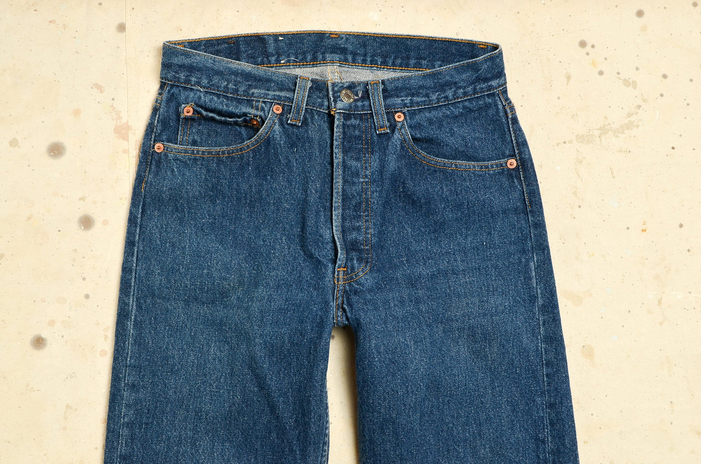 1980s Levis 501 Button Fly Made in USA Blue Denim Jeans 29 x 36