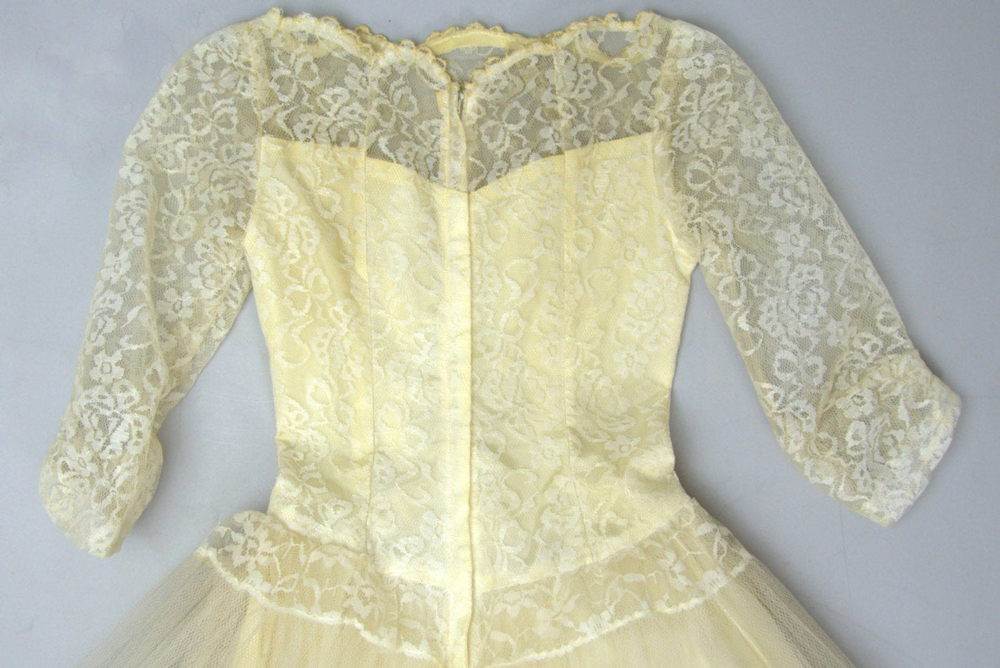 1950s Wedding Dress Ivory Lace Cupcake Tulle Wedding Dress XS