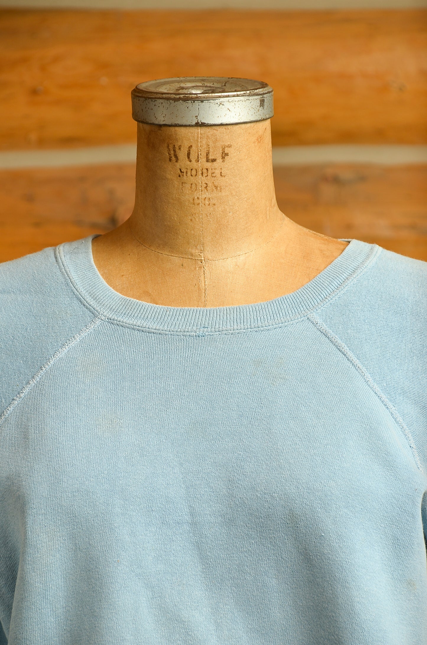 1960s Distressed Cotton Sweatshirt Crew Neck Pullover Blue Sweatshirt