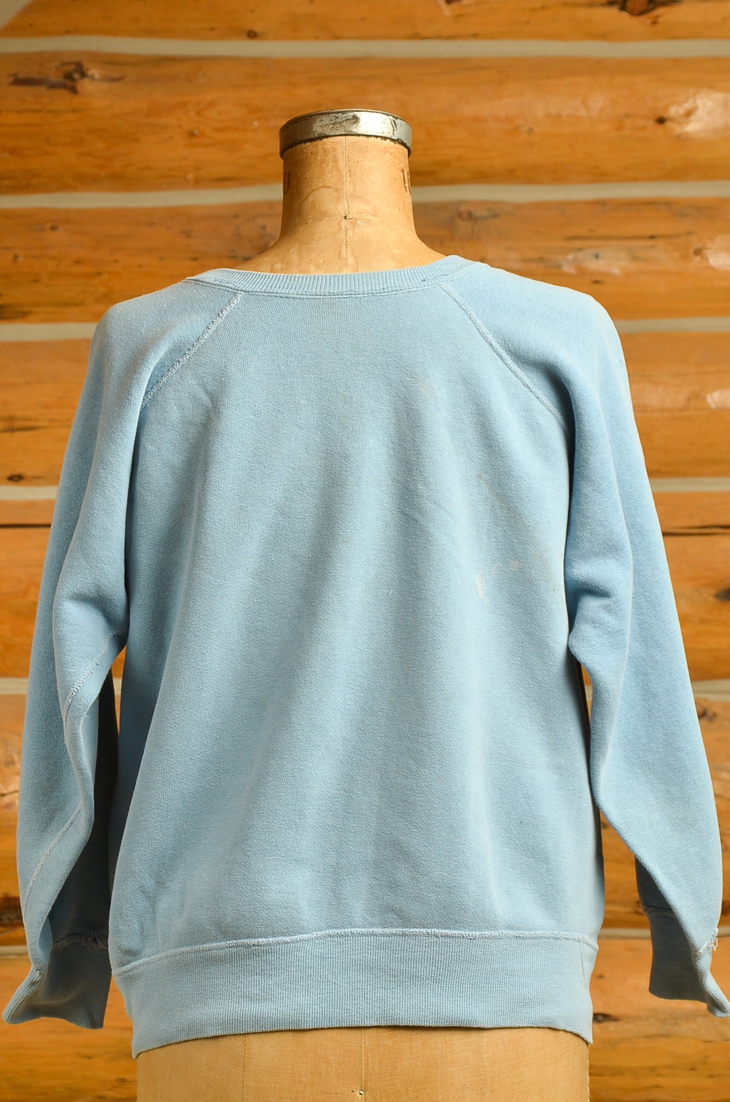 1960s Distressed Cotton Sweatshirt Crew Neck Pullover Blue Sweatshirt