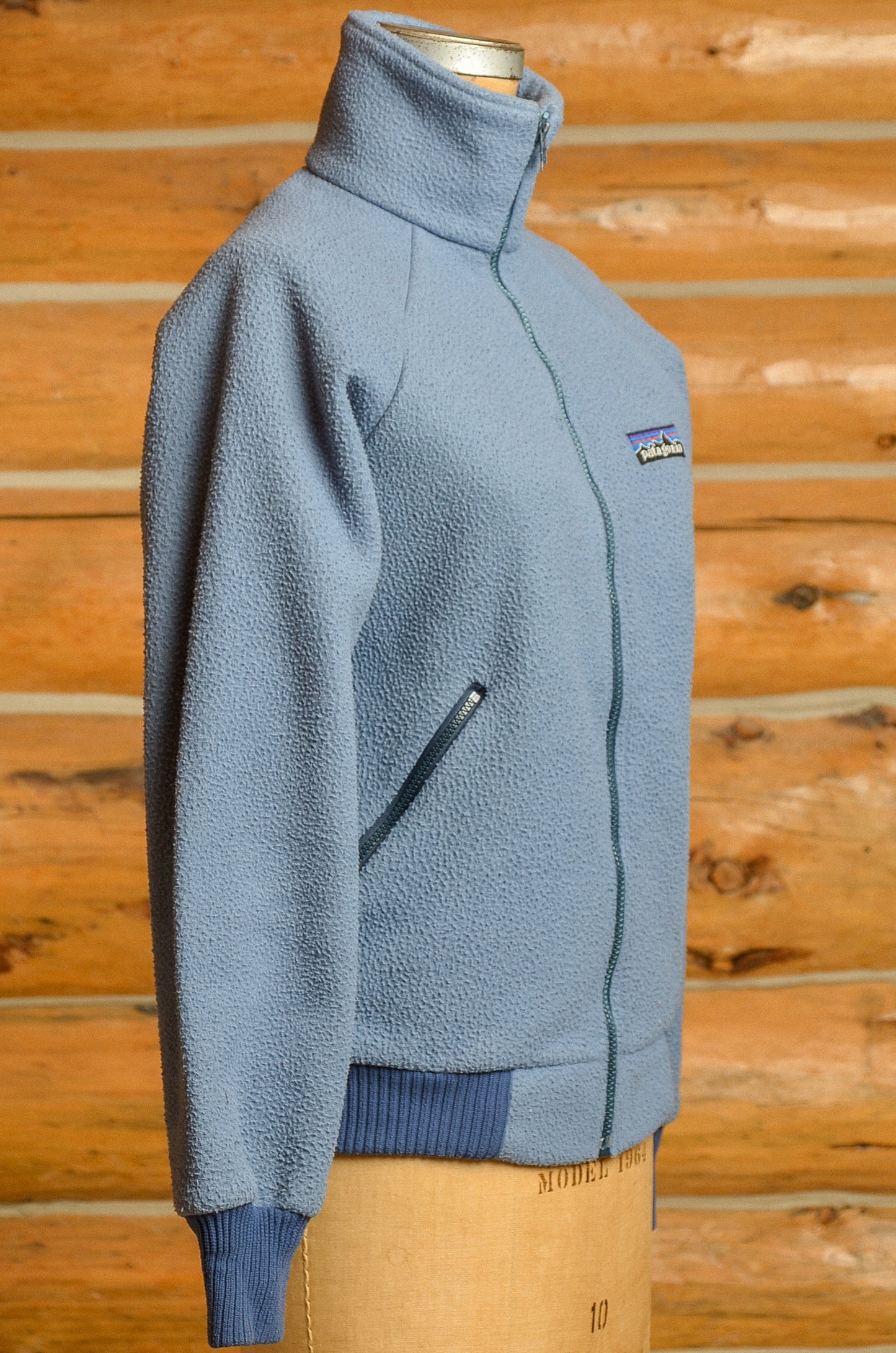 1980s Patagonia Big Label Powder Blue Fleece Zip Up Jacket