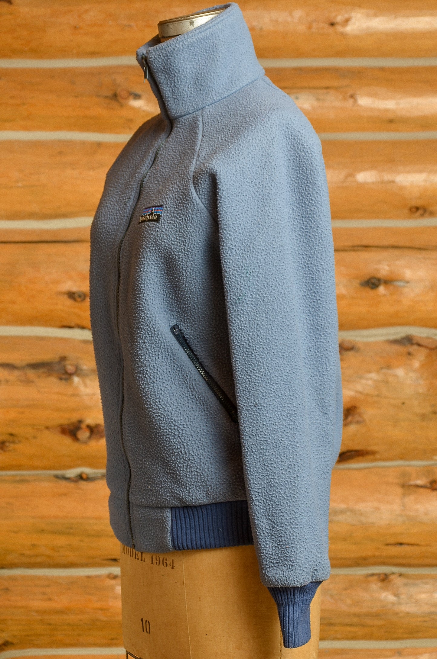 1980s Patagonia Big Label Powder Blue Fleece Zip Up Jacket