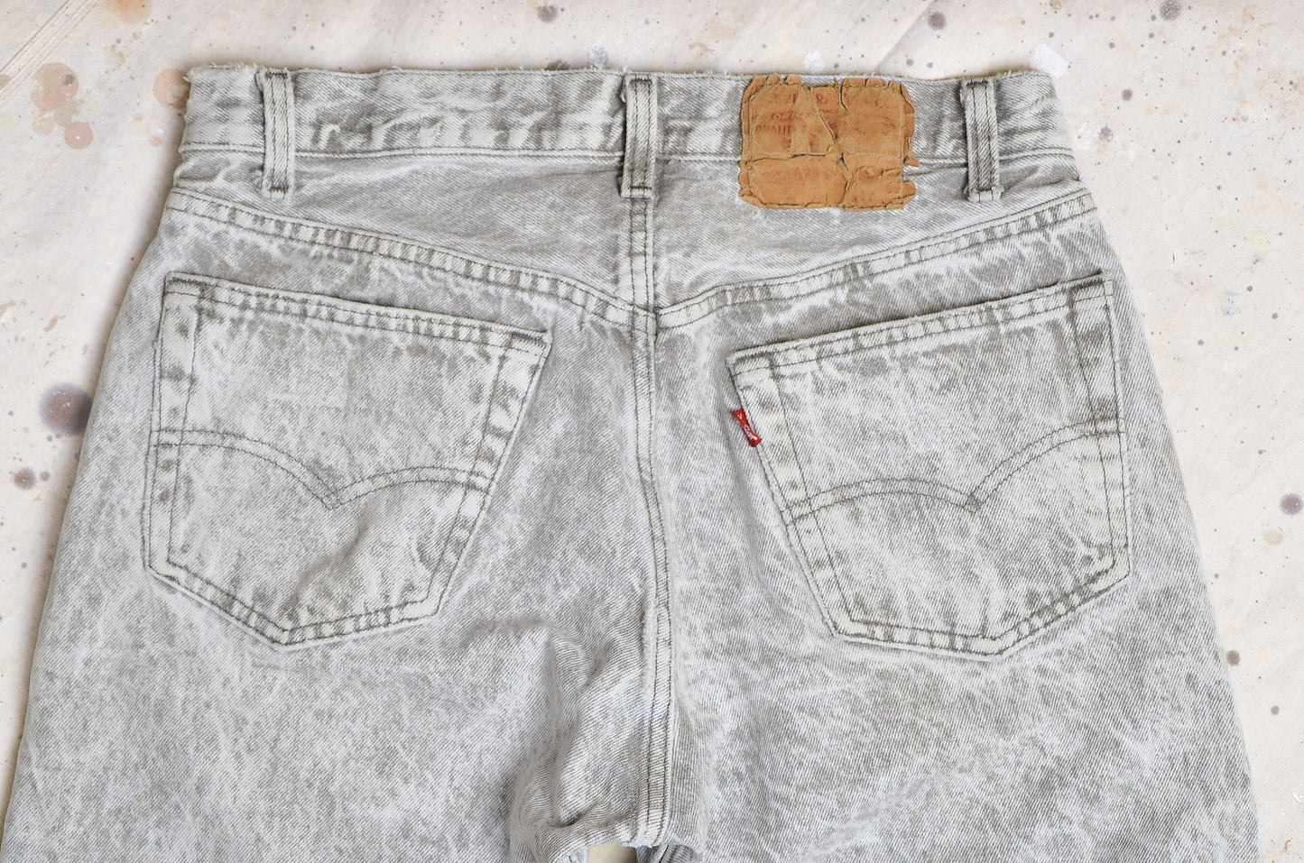 1980s Levis 701 Gray Acid Wash Made in USA Button Fly Denim Jeans 30 x 30