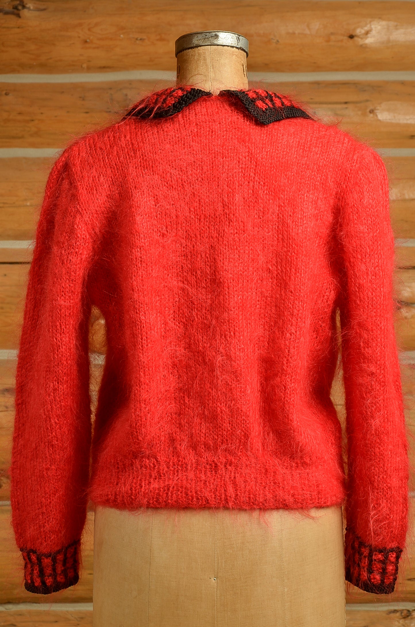 1970s does 1920s Mohair Sweater Red Knit Fuzzy Sweater