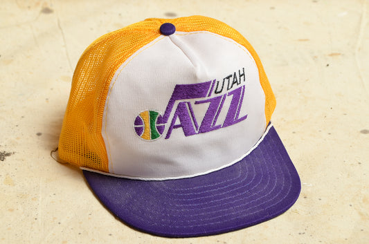 Vintage Utah Jazz Old Logo NBA Snapback Mesh Trucker Cap Sports Unlimited