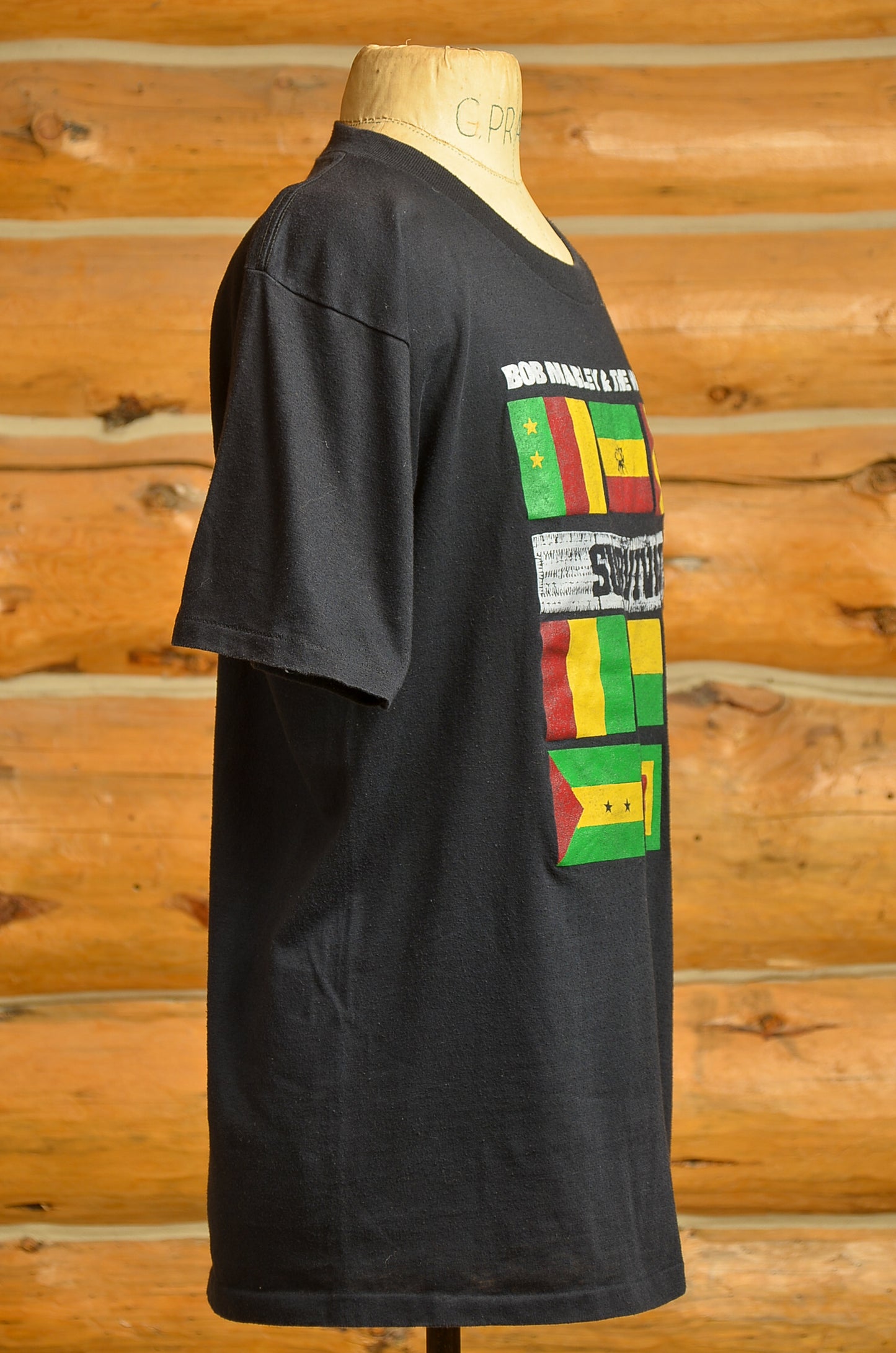 1980s Bob Marley and the Wailers Survival Black T Shirt