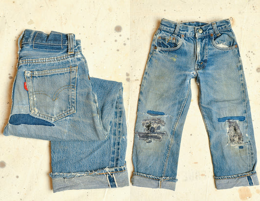 1960s Levis Redline 501 Kids Selvedge Denim Jeans 22 x 20