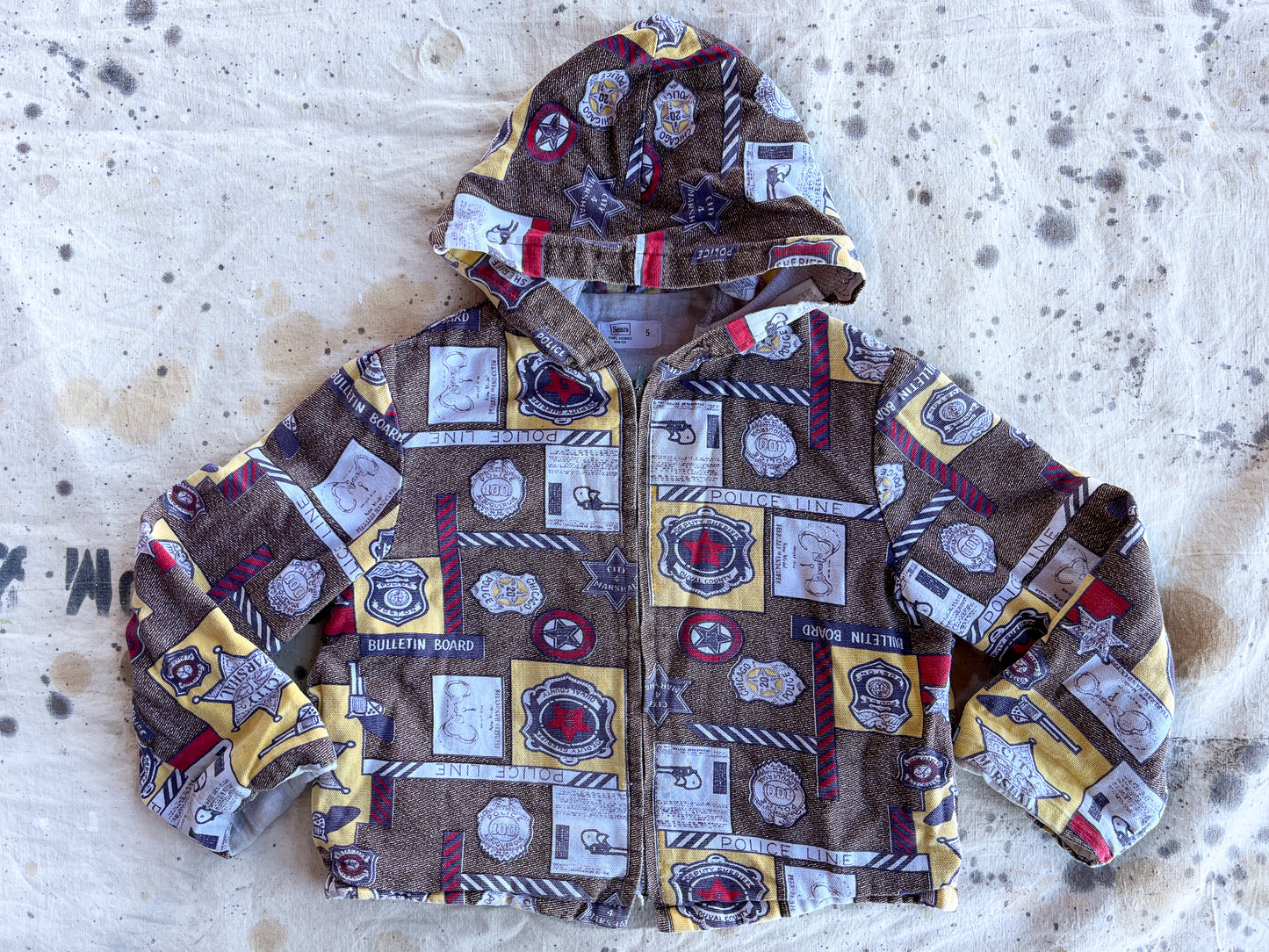 1970s Kids Police Man Novelty All Over Print Zip Up Jacket