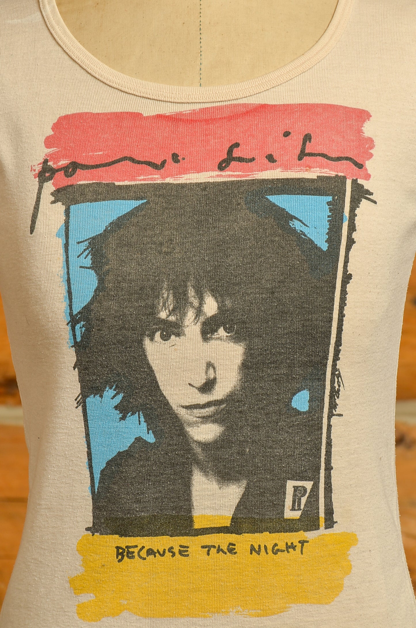 1970s Patti Smith Group Because the Night Front and Back Print Cotton T Shirt