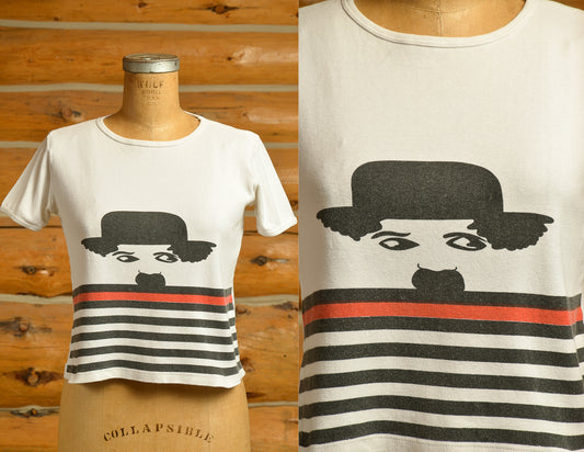 1970s Charlie Chaplin Comedian White Cotton T Shirt