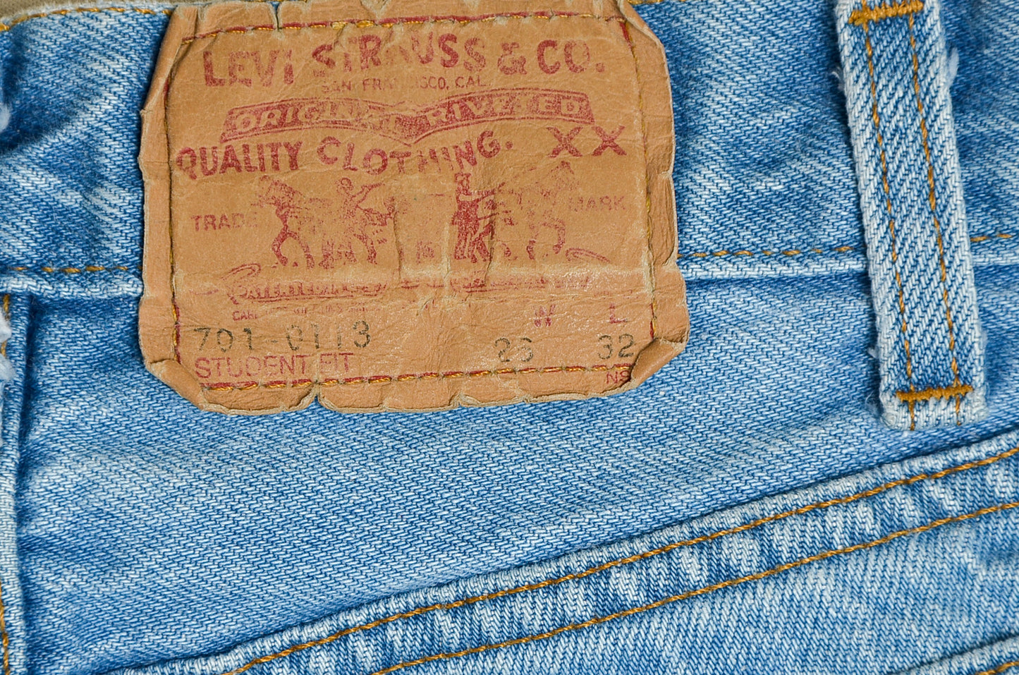 1980s Levis 701 Drain Pipe Made in USA Button Fly Blue Denim Punk Jeans 26 x 32