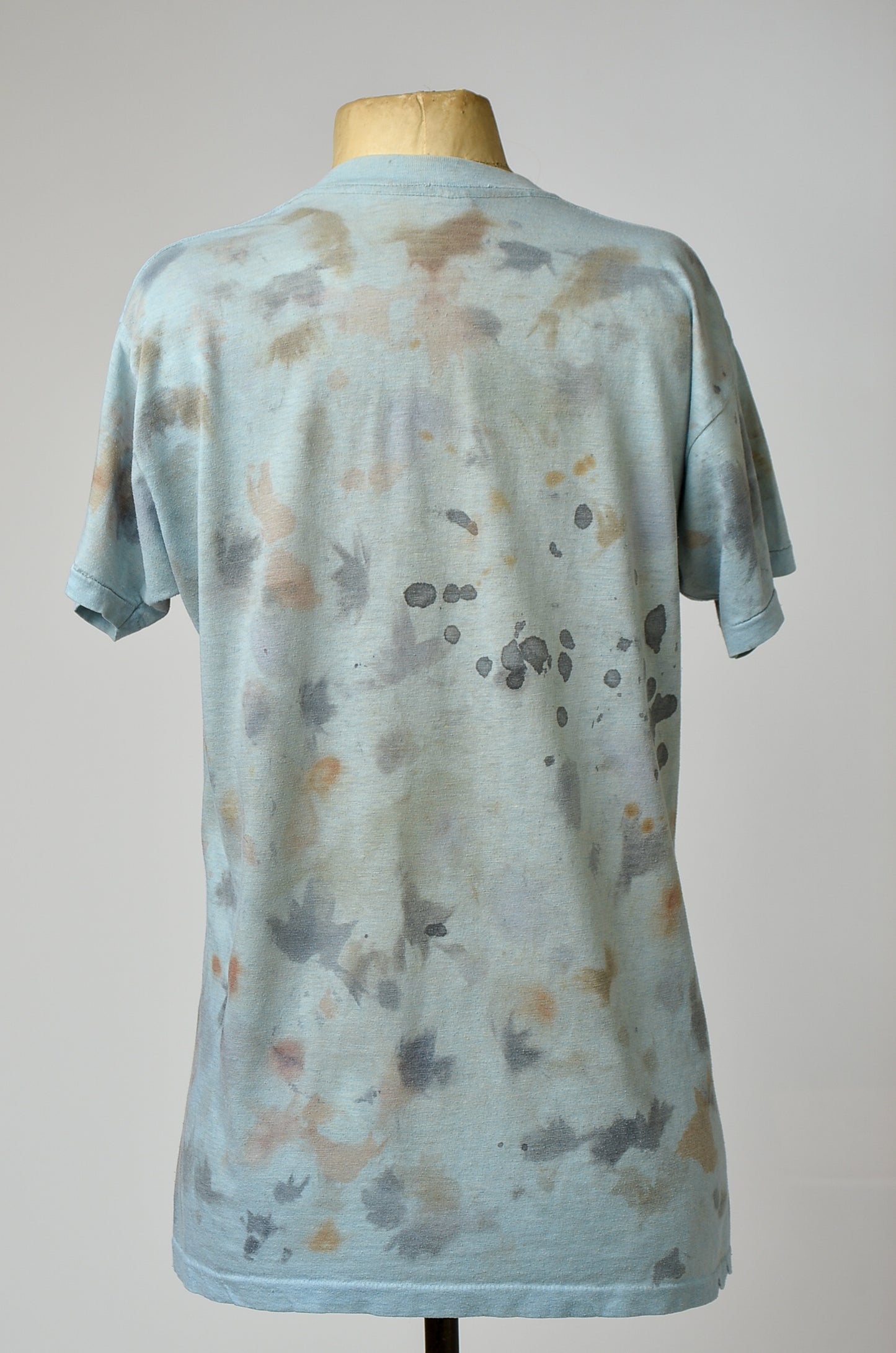 Vintage Plant Dye T Shirt Distressed Blue / Grey Plant Based Acid Dye on Vintage Hippie Tee