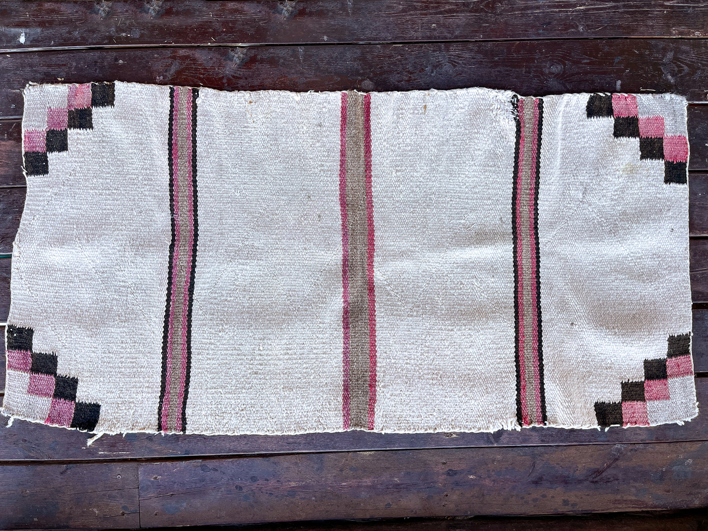 Antique Navajo Rug Hand Loomed Striped Pattern Rug 58 x 28