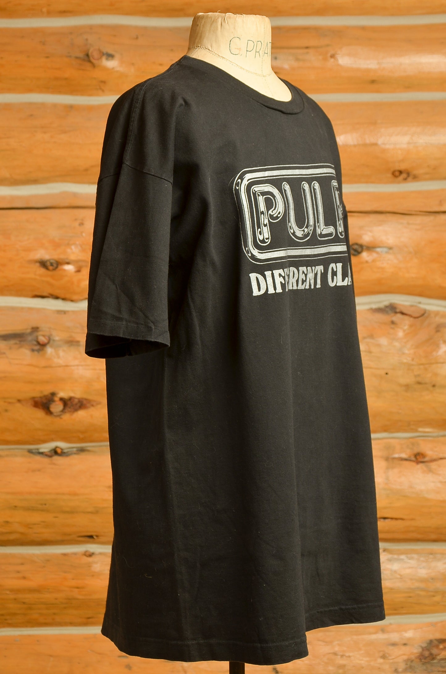 1995 Pulp Different Class Album Front and Back Print Black Cotton T Shirt