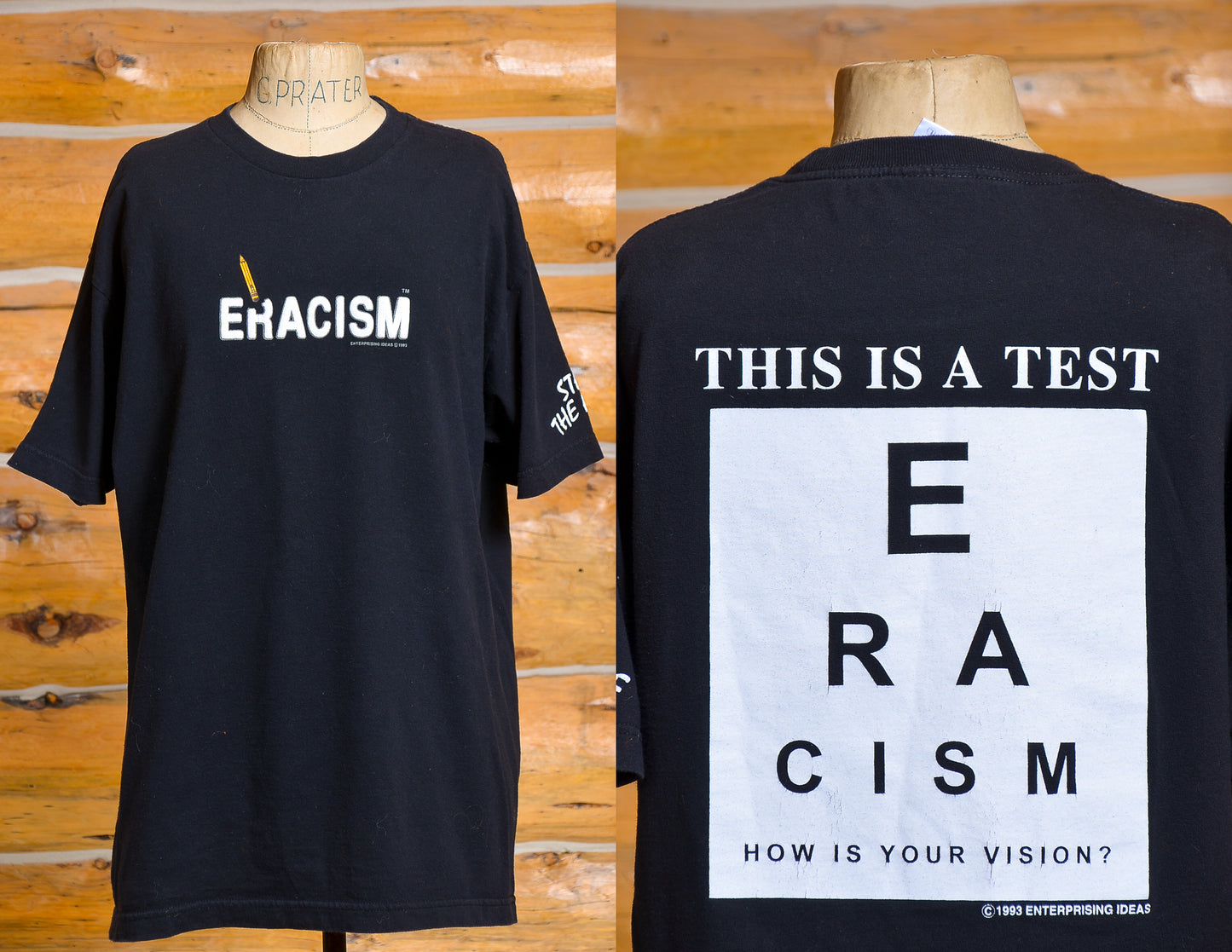 1993 Eracism Stop the Hate Political Black Cotton T Shirt