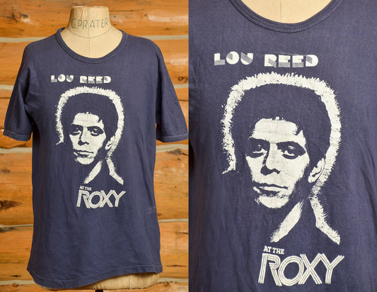 1970s Lou Reed Live at the Roxy Blue Cotton T Shirt