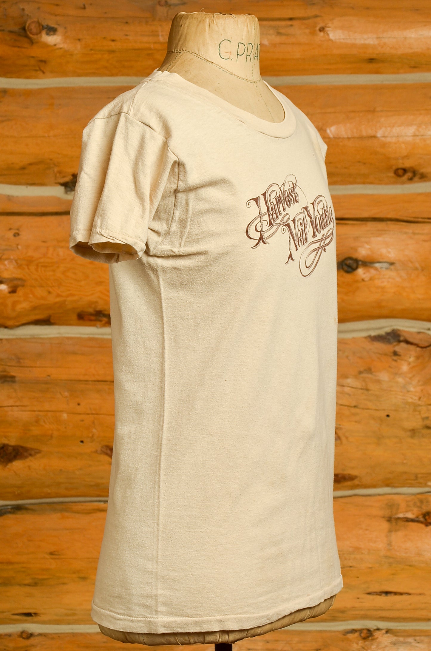 1970s Neil Young Harvest Tour Beige Cotton Hippie Rock T Shirt