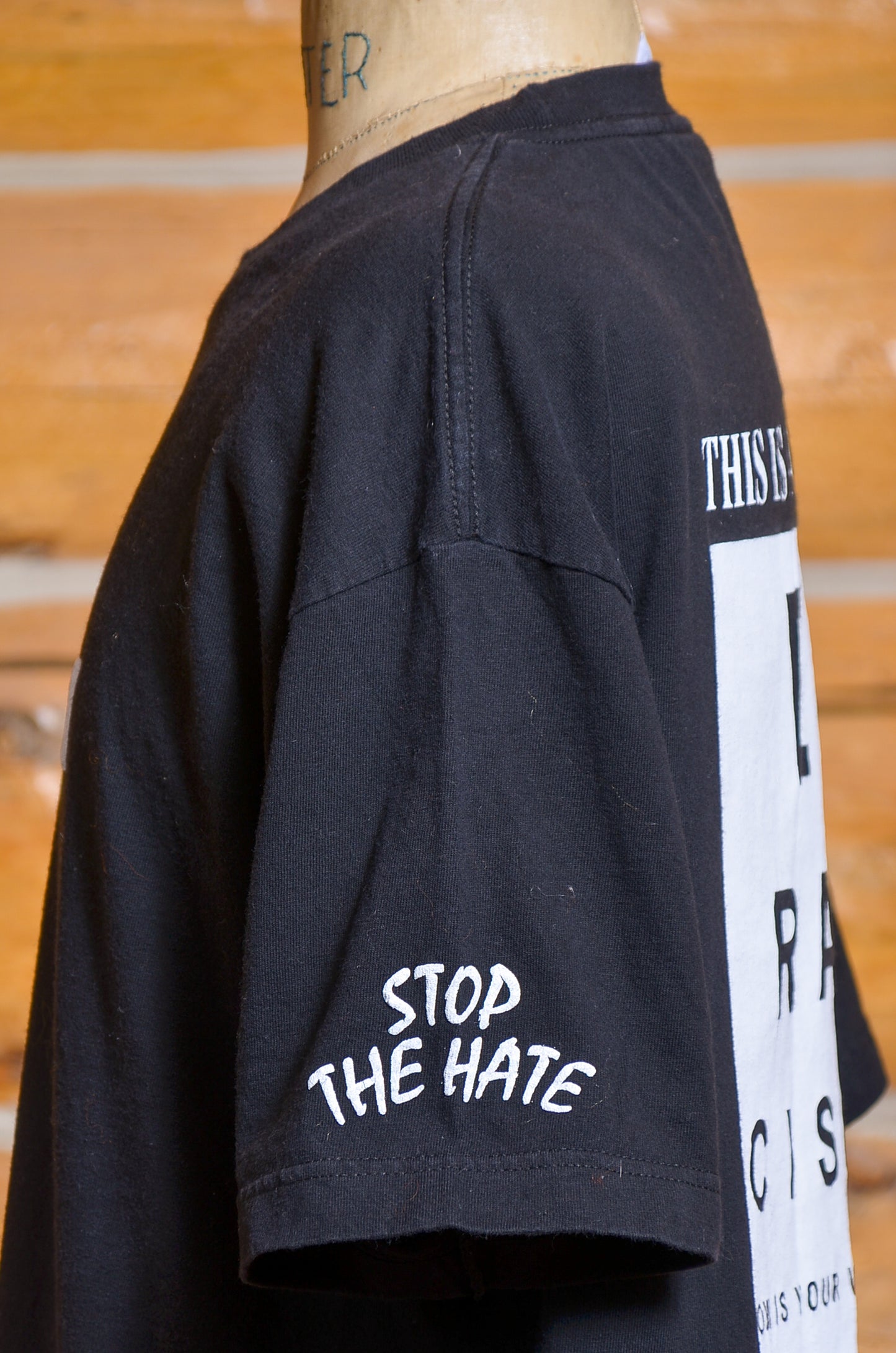 1993 Eracism Stop the Hate Political Black Cotton T Shirt