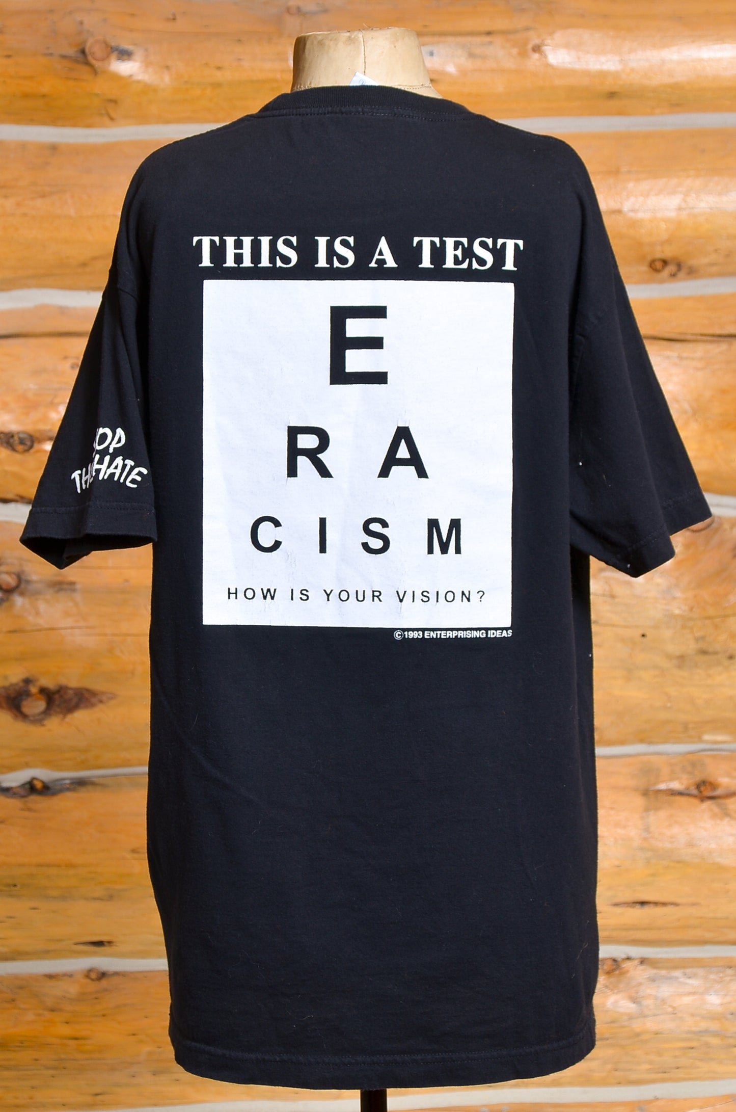 1993 Eracism Stop the Hate Political Black Cotton T Shirt