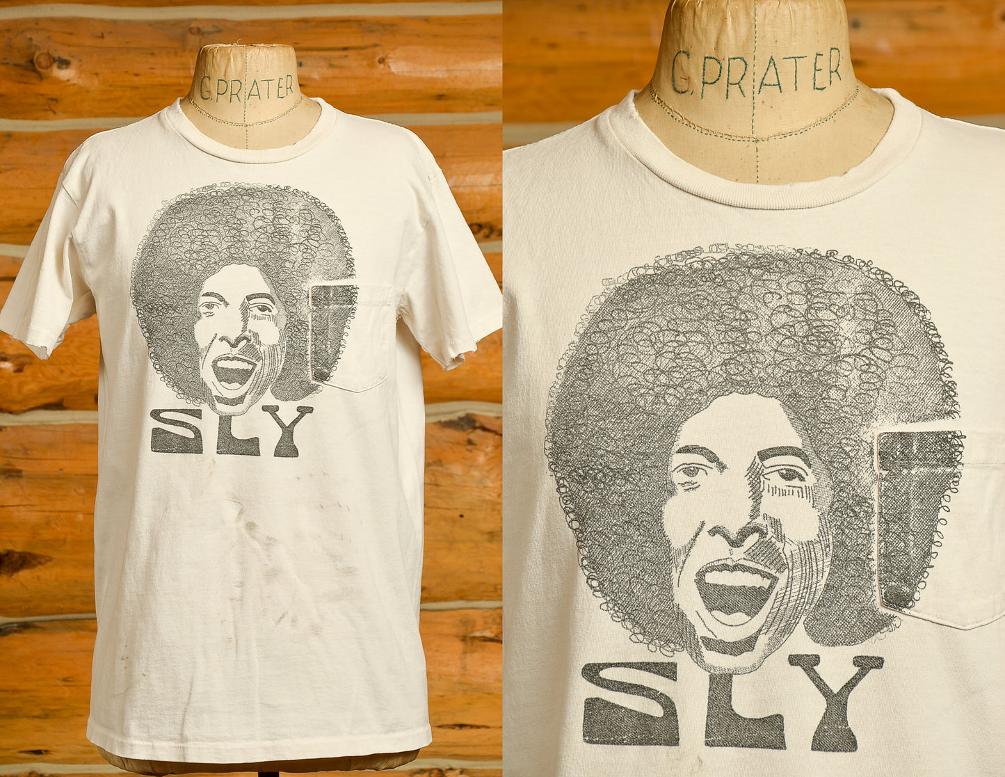 1970s Sly and the Family Stone White Cotton Pocket T Shirt