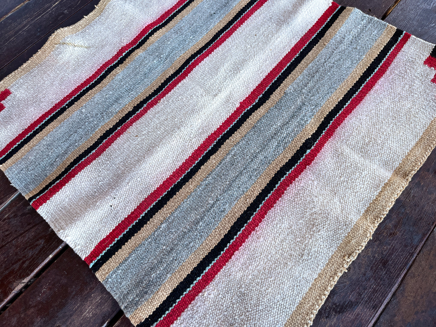 Antique Chief Style Navajo Saddle Blanket Striped Hand Loomed Rug 30" x 30"