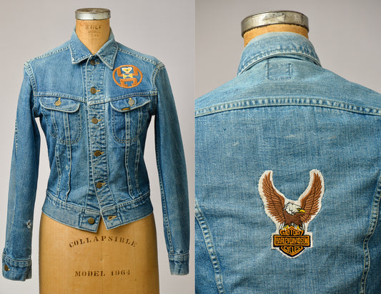 1960s Embroidered Lee Indigo Sanforized Denim Jean Jacket Union Made Western Jean Jacket