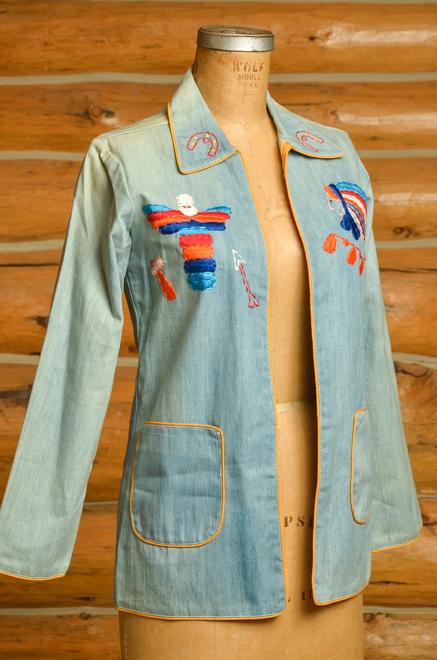 1970s Marshall Lester Embroidered Jean Jacket Funk n Flash Hippie Jacket