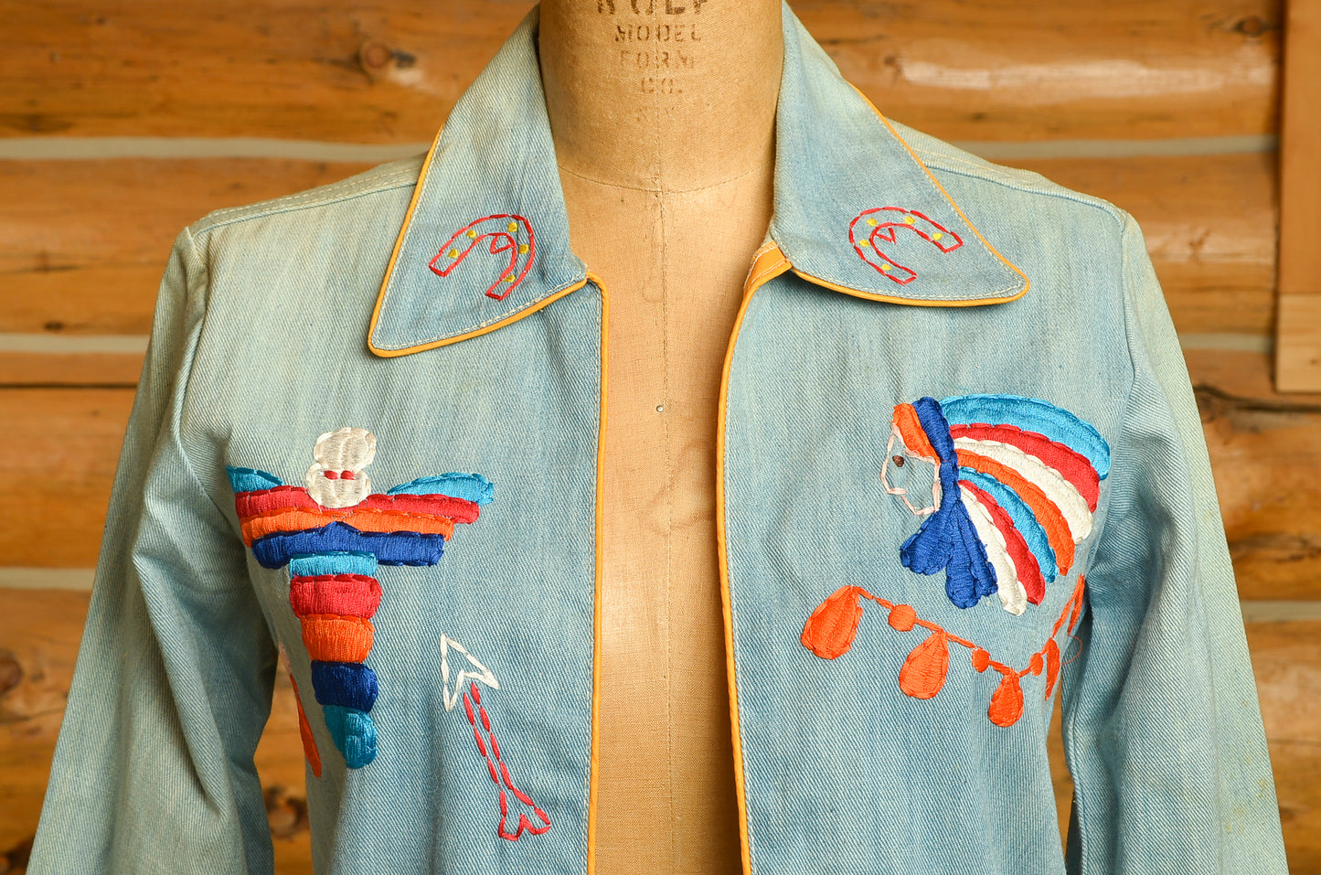 1970s Marshall Lester Embroidered Jean Jacket Funk n Flash Hippie Jacket