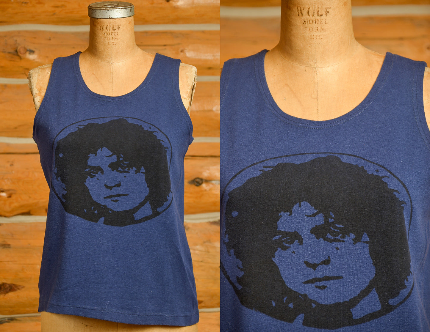 1970s T. Rex Marc Bolan Top Blue Cotton Tank Top