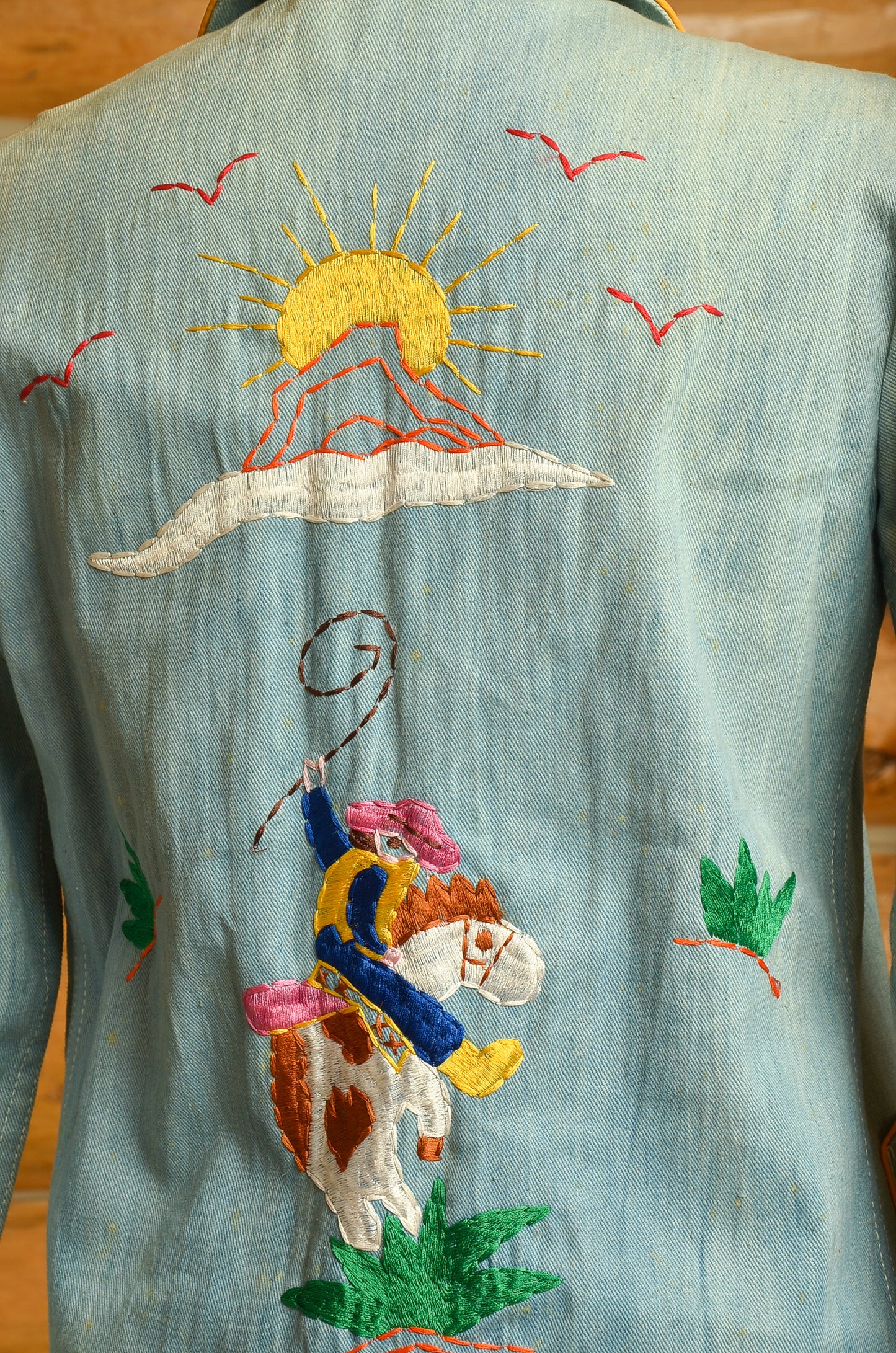 1970s Marshall Lester Embroidered Jean Jacket Funk n Flash Hippie Jacket