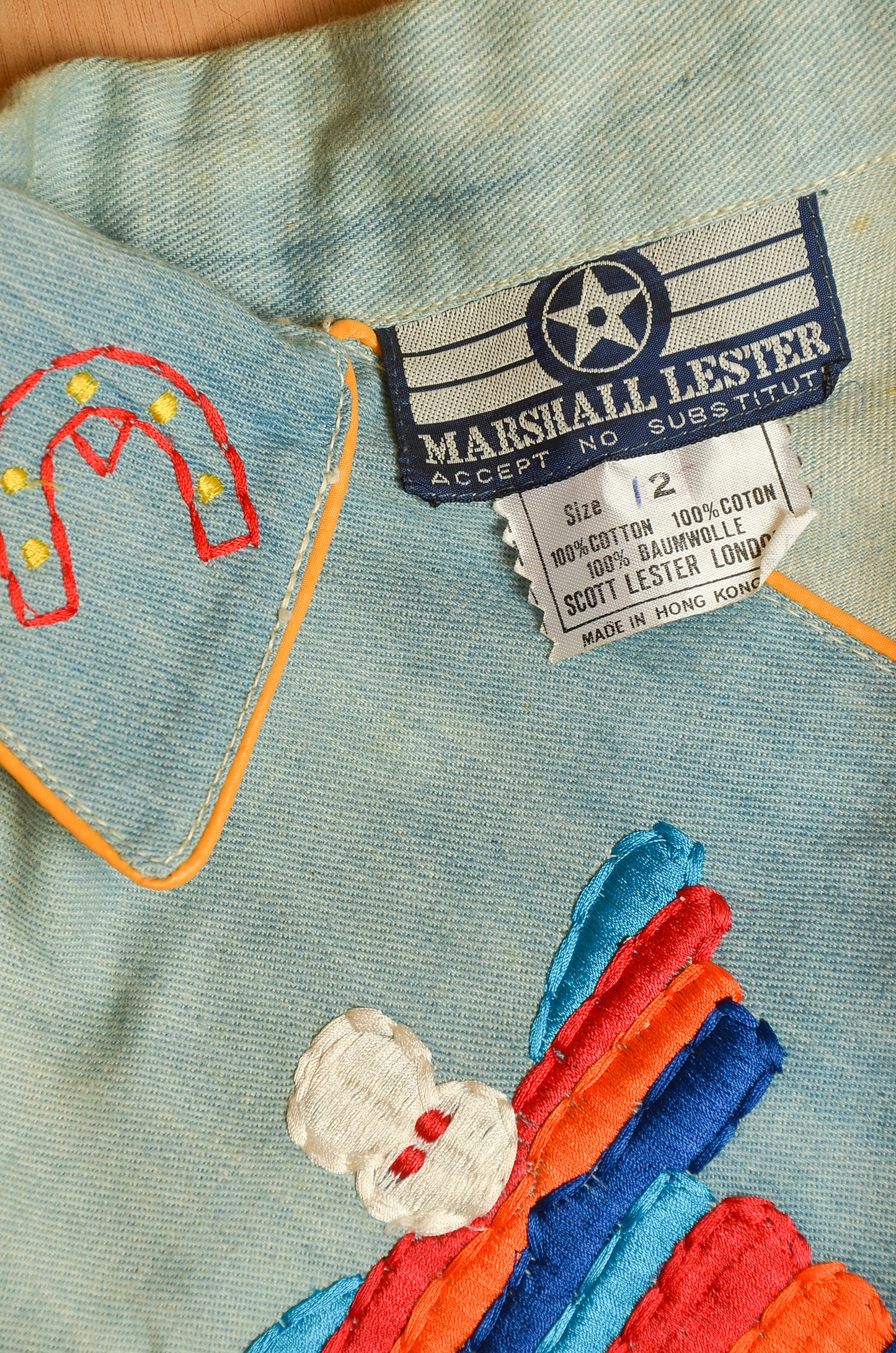 1970s Marshall Lester Embroidered Jean Jacket Funk n Flash Hippie Jacket