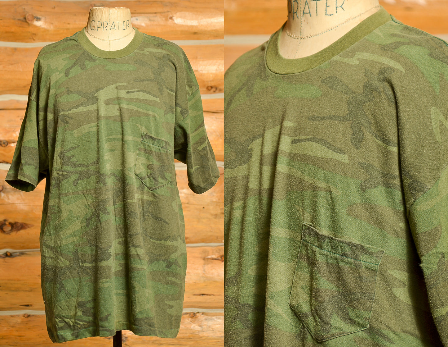 1980s Camo Tee Army Green Camouflage T Shirt