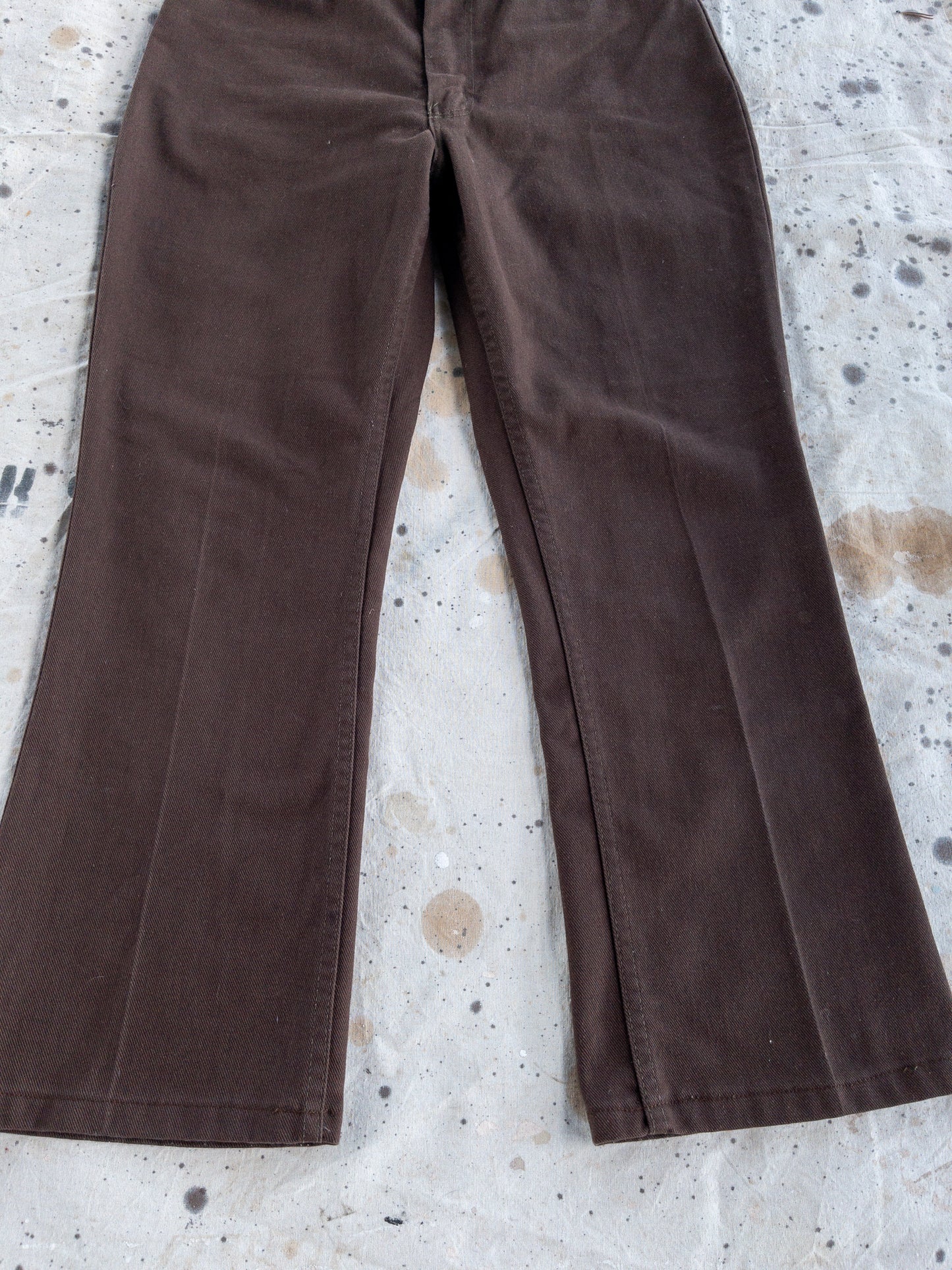 1960s Brown Wrangler Jeans Sta Prest High Waisted Boot Cut Pants 32 x 26