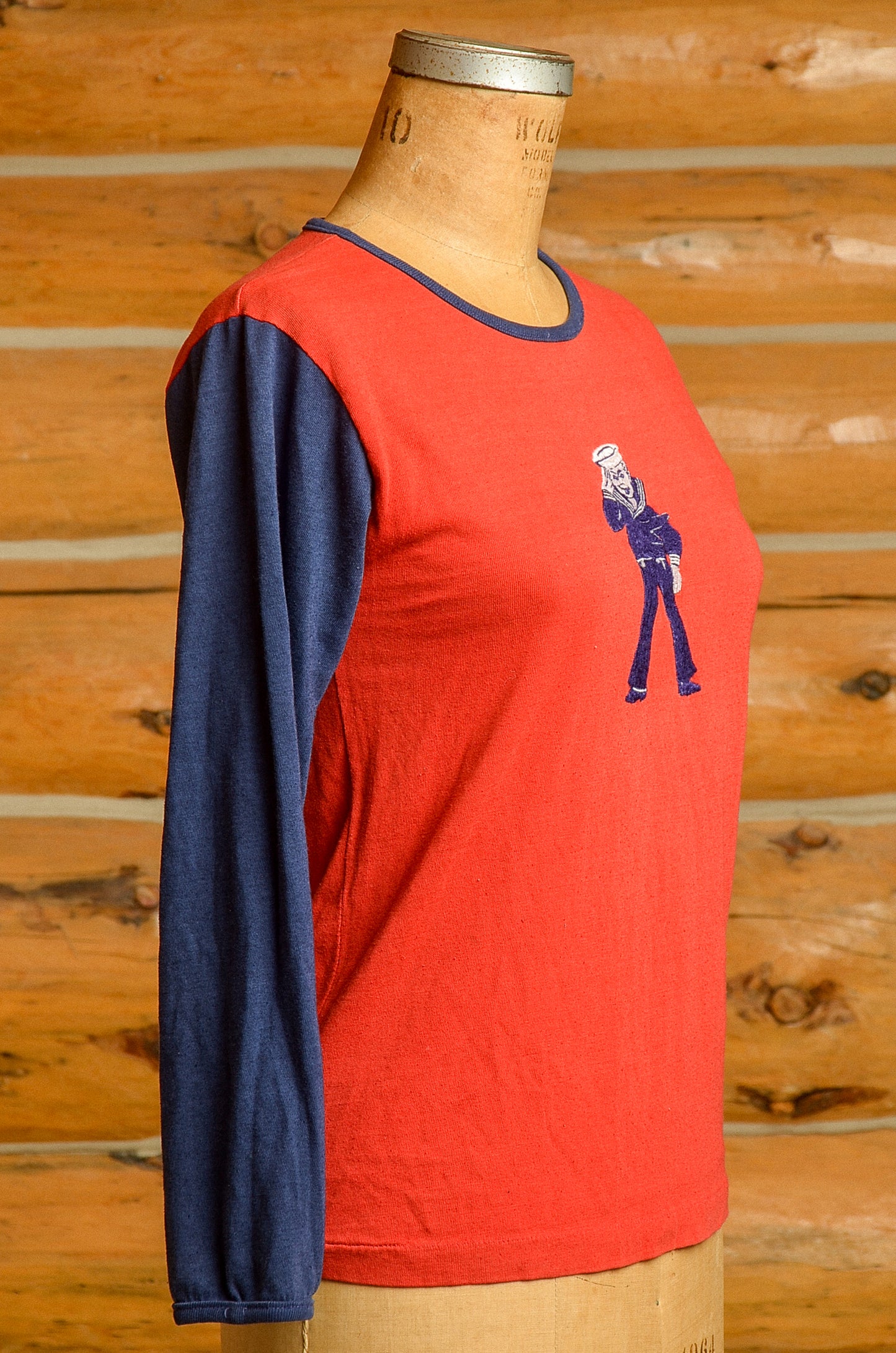 1970s Crackerjack Sailer Red and Blue Long Sleeve T Shirt