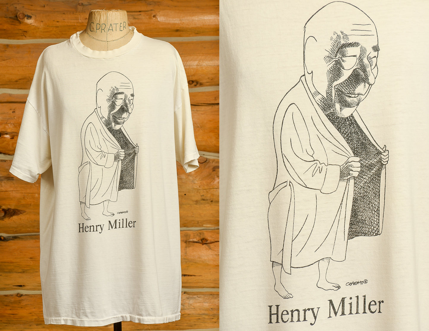 1990 Henry Miller Author T Shirt Steven Cragg Illustration Literary Tee