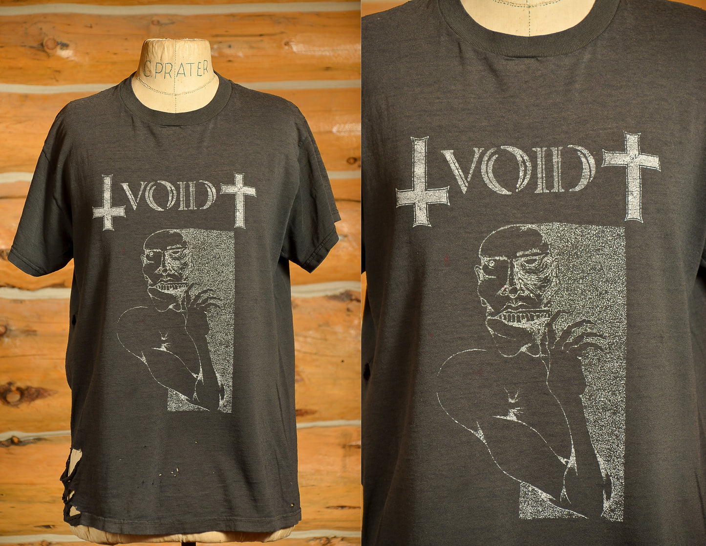 1980s Void Faith Split T Shirt Distressed Hardcore Punk Tee