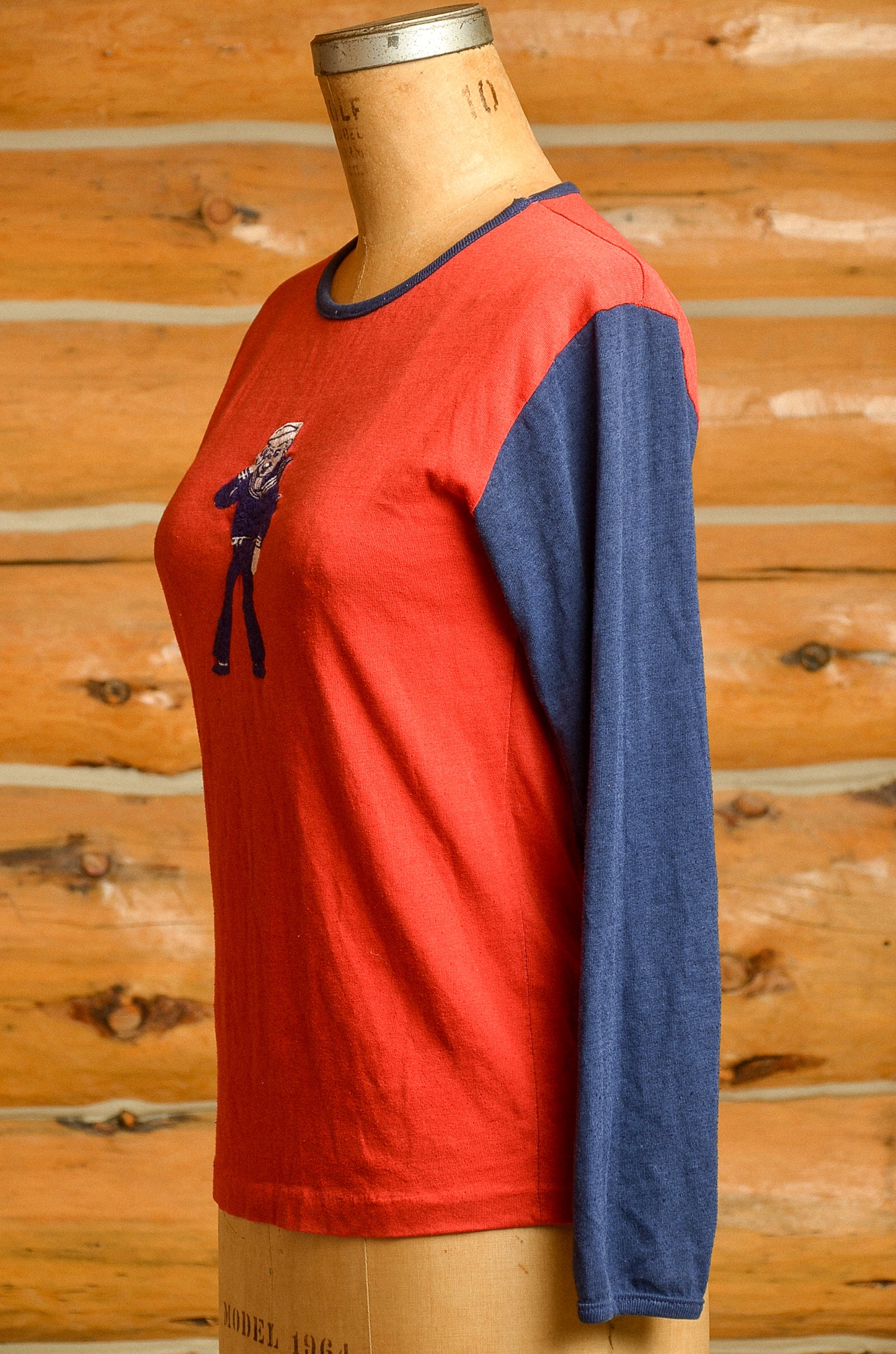 1970s Crackerjack Sailer Red and Blue Long Sleeve T Shirt